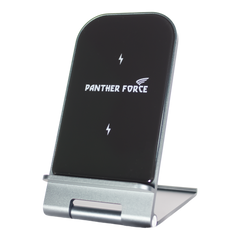 PF233- Panther Force Wireless Fast Charger with Foldable Bracket - Adjustable Charging Pad with Extended Cable (Black)