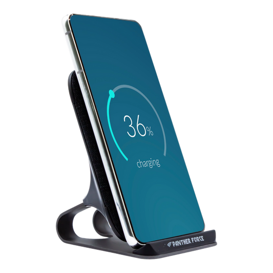 PF235- Panther Force 15W Wireless Stand Charger - Fast Charging with Ergonomic Stand for Qi-Enabled Devices BLACK