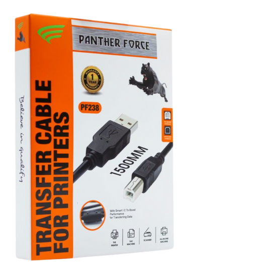 PF238-  Panther Force Printer Cable - Reliable Connectivity for Seamless Printing (Black)