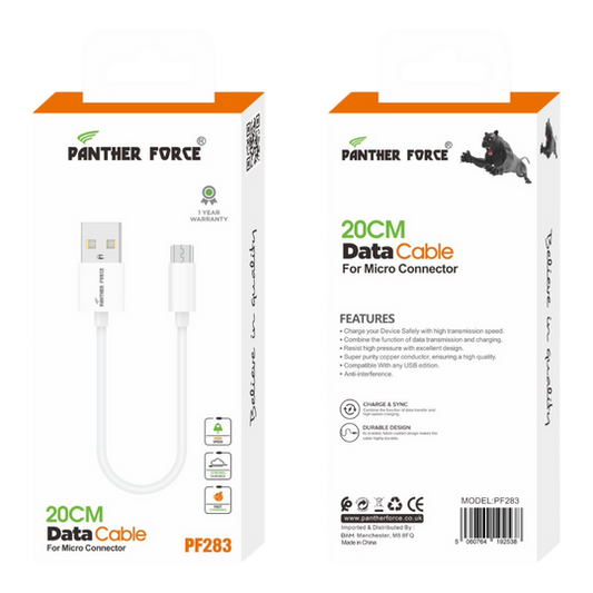 Panther Force 20CM Compact Data Cables - All-Device Charging and Syncing Solution (Micro-USB, Lightning, Type-C, USB-A)