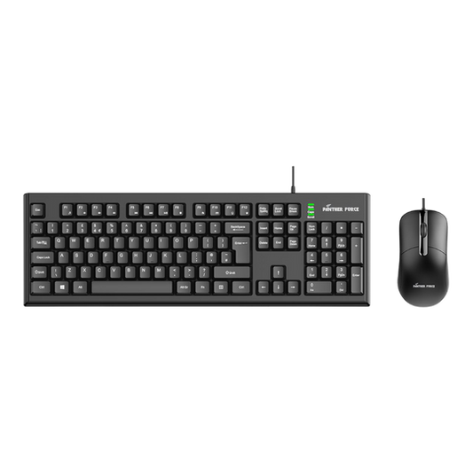 PF289 - Panther Force Wired Keyboard & Mouse Combo | Full-Size Keyboard, Precision Mouse, Ergonomic Design (Black)