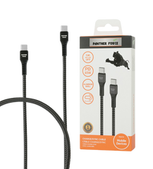 PF173-Panther Force 65W Type-C to Type-C Cable 2M – Seamless Connectivity, Uninterrupted Power, Fast Charging & High-Speed Data Syncing for Smart Devices