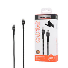 PF46-Panther Force 18W 1M Cable Type-C to Lightning (Black) – Fast Charging & Data Syncing