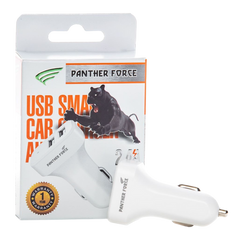 PF71- Panther Force 2.4A White Dual USB Car Charger - Fast Charging for Two Devices On-the-Go