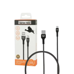 Panther Force 2.4A 3M Cables Black For All Devices (Micro-USB, Lightning, and Type-C )