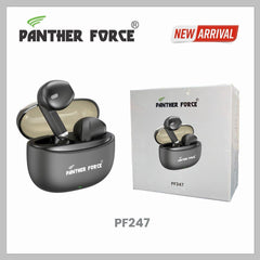 PF247- Panther Force True Wireless Stereo Earphones – Bluetooth 5.4, Noise Reduction, Type-C Charging (Black)