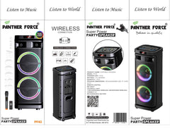 PF42-Panther Force Super Power Party Speaker – Wireless Bluetooth Speaker with RGB Lights, Dual Bass, Karaoke Mic, FM Radio, USB/TF & Remote Control
