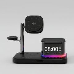 PF317-Signature 5-in-1 25W Wireless Charging Station with RGB Light, Speaker & Digital Clock