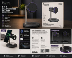PF216-Signature 3-in-1 Smart Wireless Charger – 25W Fast Charging | Magnetic Stand | Silent Cooling Fan | Phone, Watch & Earbuds