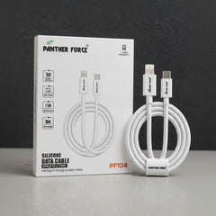 PF104-Panther Force  Silicone Lightning to Type-C Cable – 3M Fast Charging Data Cable for iPhone & USB-C Chargers