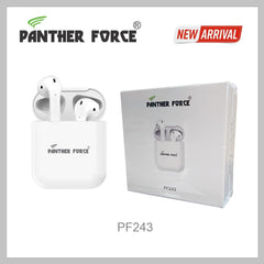 PF243-Panther Force True Wireless Stereo Earphones – Bluetooth 5.4, Noise Reduction, Type-C Charging (white)