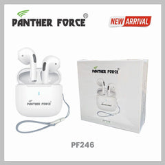 PF246-  Panther Force True Wireless Stereo Earphones – Bluetooth 5.4, Noise Reduction, Type-C Charging(white)