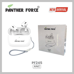 PF245- Panther Force ANC True Wireless Stereo Earphones – Bluetooth 5.4, Automatic Noise Cancellation, Type-C Charging (white)