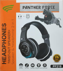 PF219 - Panther Force Round 2-in-1 Headphones | Wired & Wireless Bluetooth, Deep Bass, Foldable, Built-in Mic