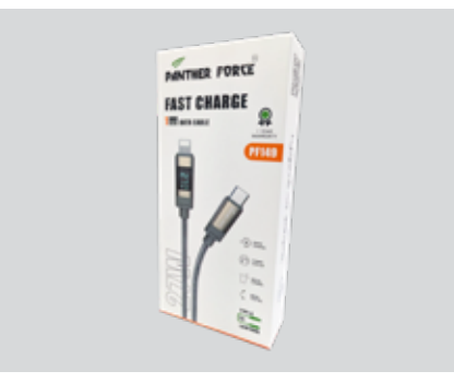 PF149-PANTHER FORCE 25W USB-C to Lightning Cable with LED Indicator-Black