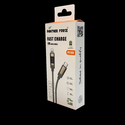 PF149-PANTHER FORCE 25W USB-C to Lightning Cable with LED Indicator-Black