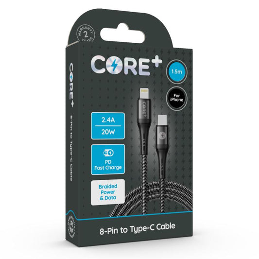 CORE+ WOVEN TYPE C & 8-Pin CABLES PD FAST CHARGING