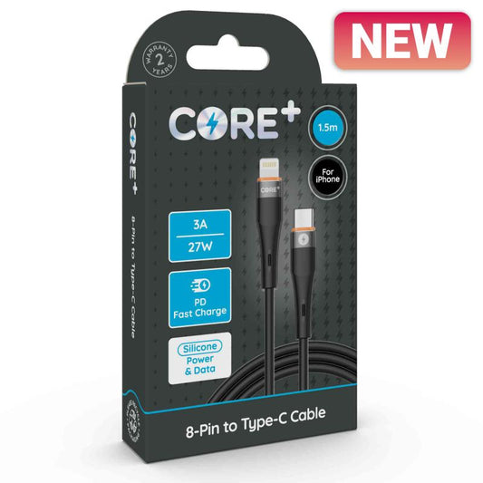 CORE+ 2IN1 CABLE BRAIDED CABLE BLACK 1.2m