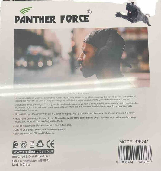 PF241 - Panther Force Stereo Headphones | Wired Over-Ear Headphones with Deep Bass & Noise Isolation (Black)