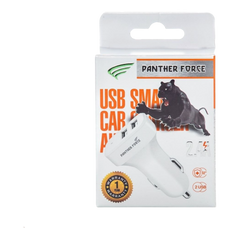 PF71- Panther Force 2.4A White Dual USB Car Charger - Fast Charging for Two Devices On-the-Go