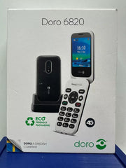 Doro 6820 4G Flip Phone with Charging Cradle | Big Button, Easy-to-Use Mobile