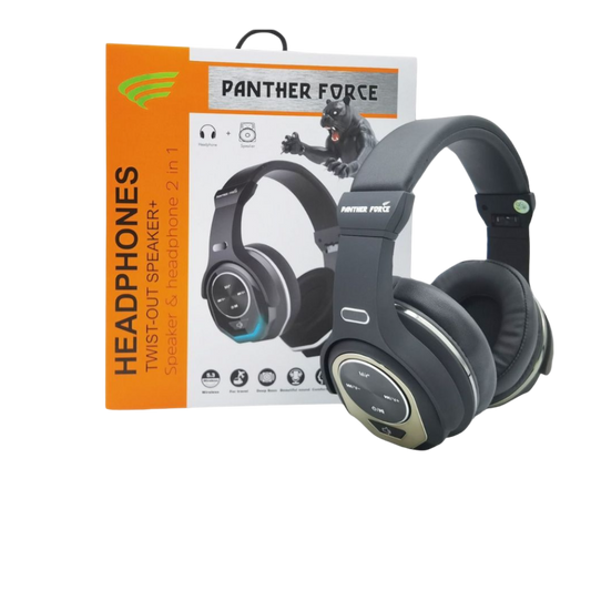 PF219 - Panther Force Round 2-in-1 Headphones | Wired & Wireless Bluetooth, Deep Bass, Foldable, Built-in Mic